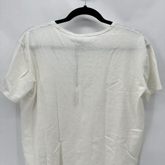 The Reset R Label Everyday Knit Tee Size M White Linen Boxy Fit Sheer Preppy NWT - Picture 6 of 12